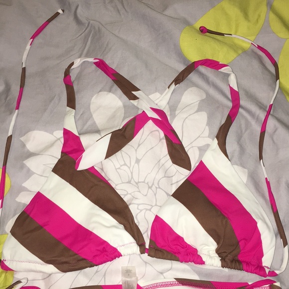 Victoria's Secret Striped Pink Halter Bikini L/S - Picture 2 of 8
